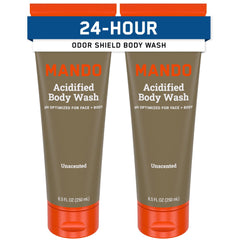 Mando Odor Shield: botella pack dos para uso diario sin fragancia.