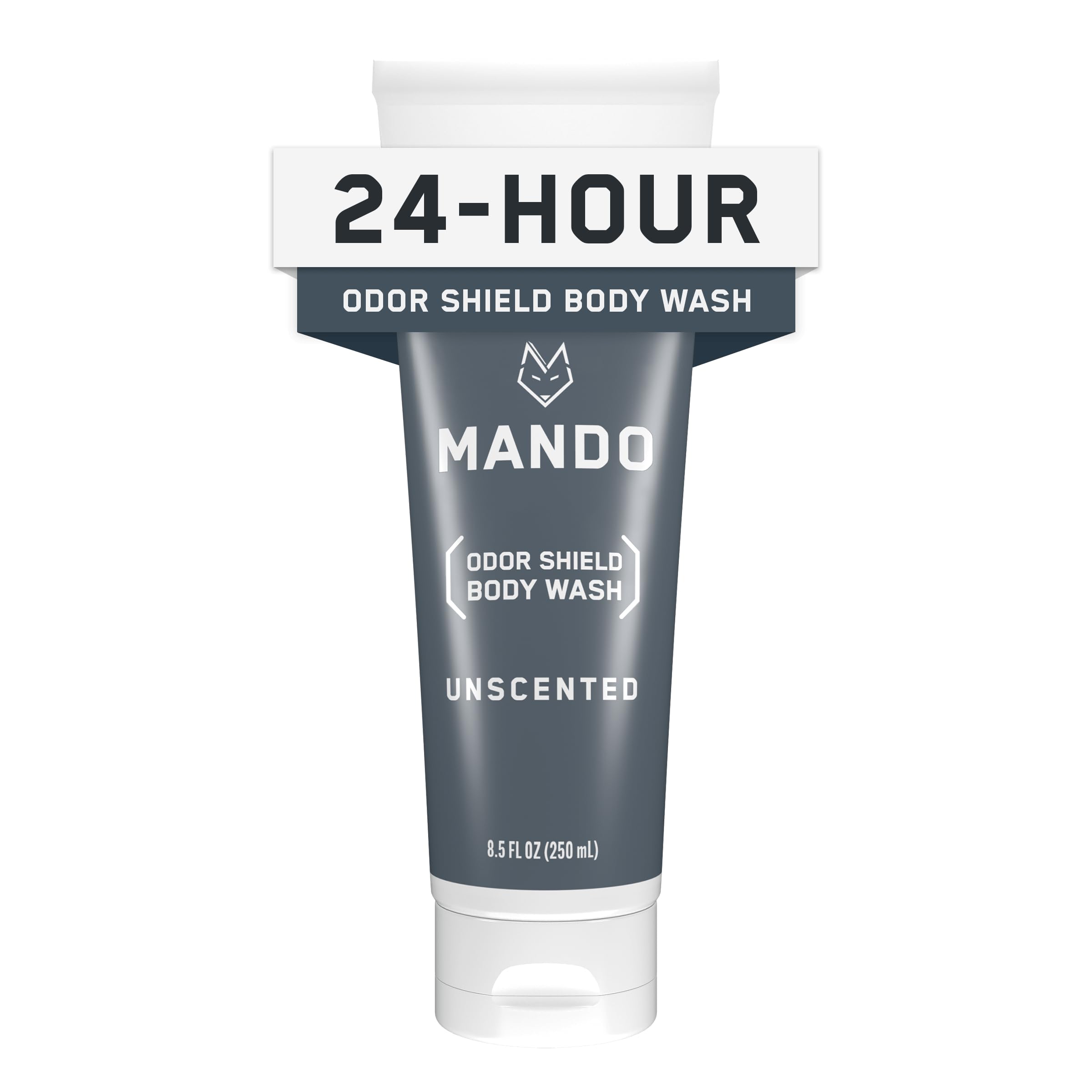 Mando Odor Shield Body Wash - botella fácil de usar para lavado diario y limpieza eficaz.