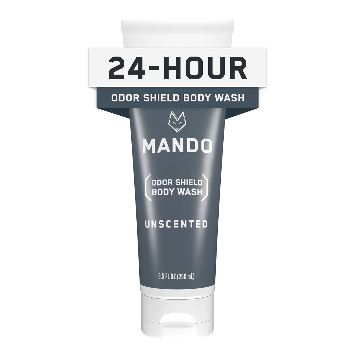 Mando Odor Shield Body Wash - botella fácil de usar para lavado diario y limpieza eficaz.