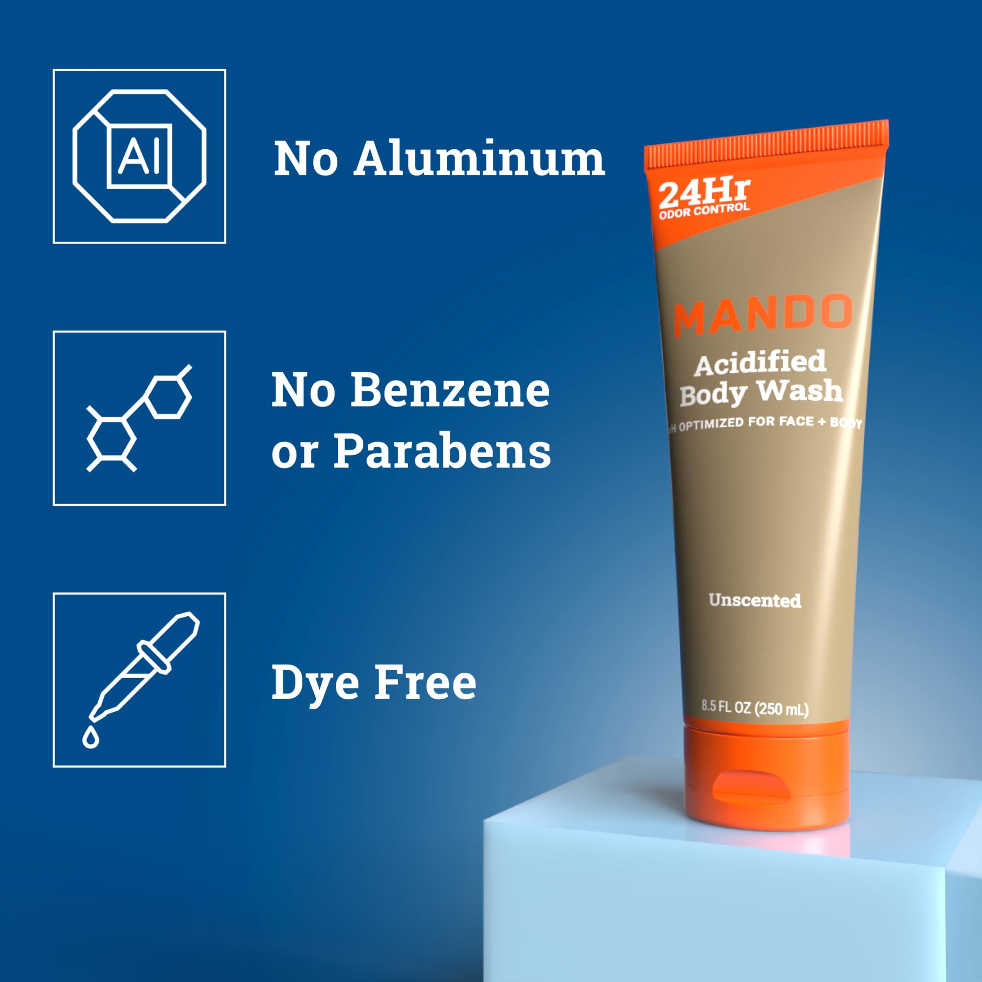 Mando Odor Shield: textura cremosa que limpia sin irritar la piel.