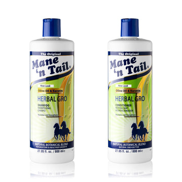 Mane 'n Tail Herbal-Gro Champú en bote, limpieza suave y brillo saludable.