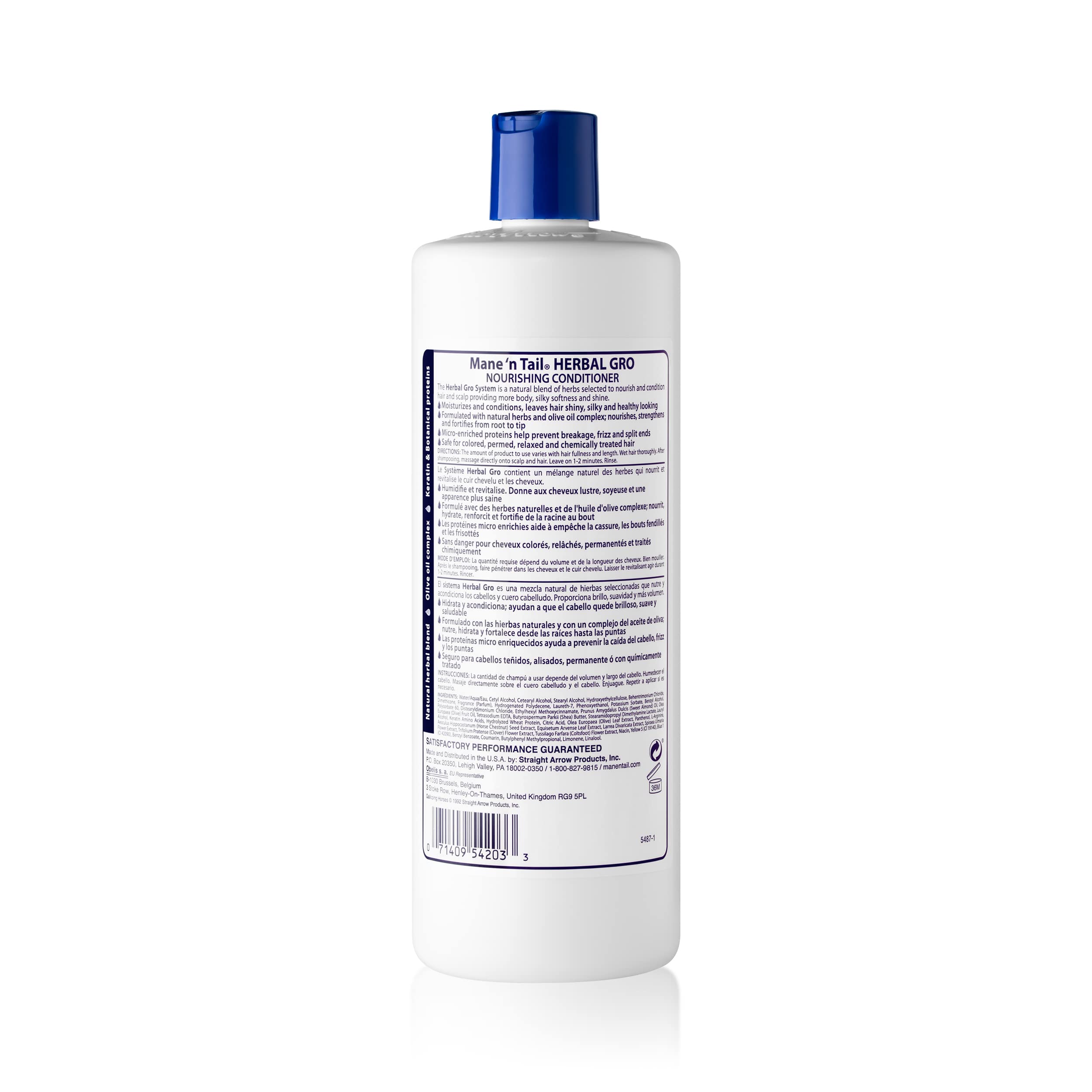 Mane 'n Tail Herbal-Gro Envase con complejo de oliva para nutrición capilar.