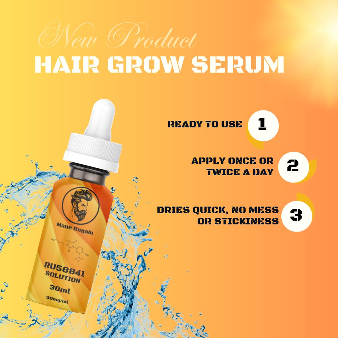 Mane Regain: estimulación de folículos capilares con RU58841 para cabello más denso.
