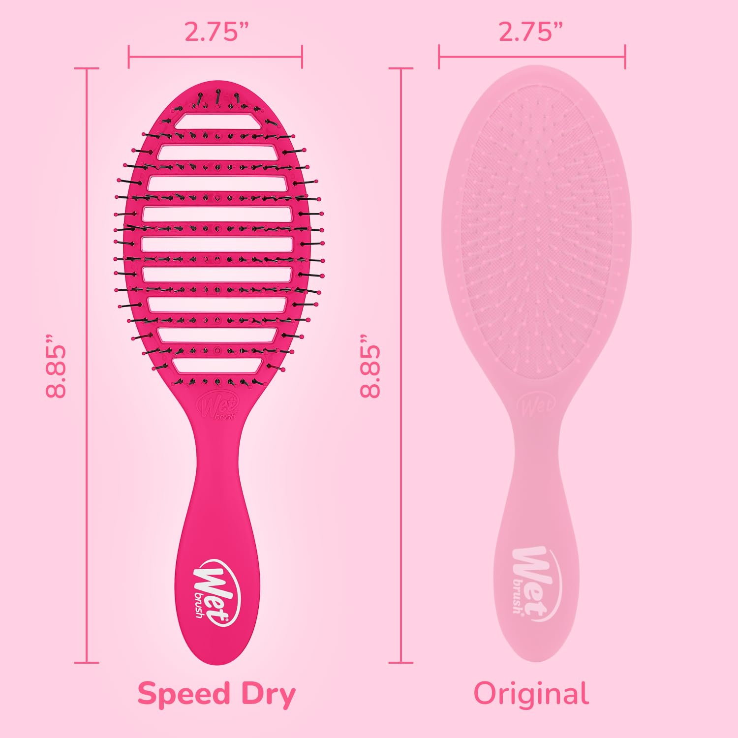 Wet Brush Speed Dry mango ergonómico ofrece agarre cómodo durante el peinado.