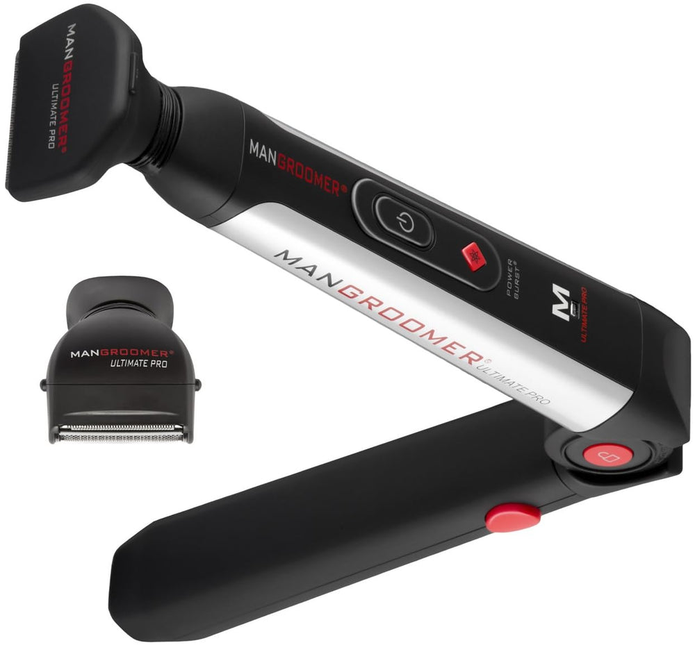 MANGROOMER Ultimate PRO: hoja hipoalergénica de acero para piel sensible.