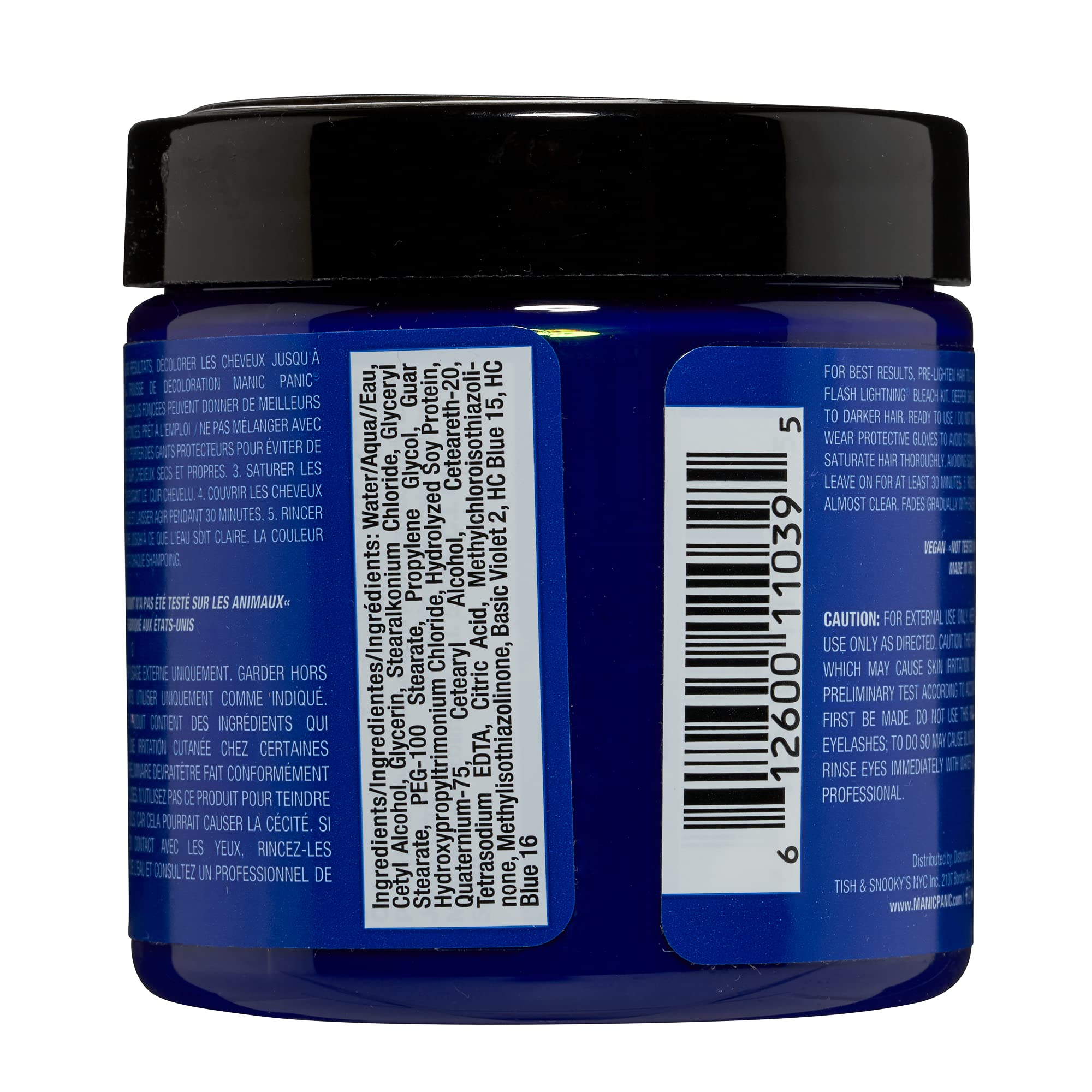 MANIC PANIC Rockabilly Blue resultado azul intenso para cabello preiluminado.