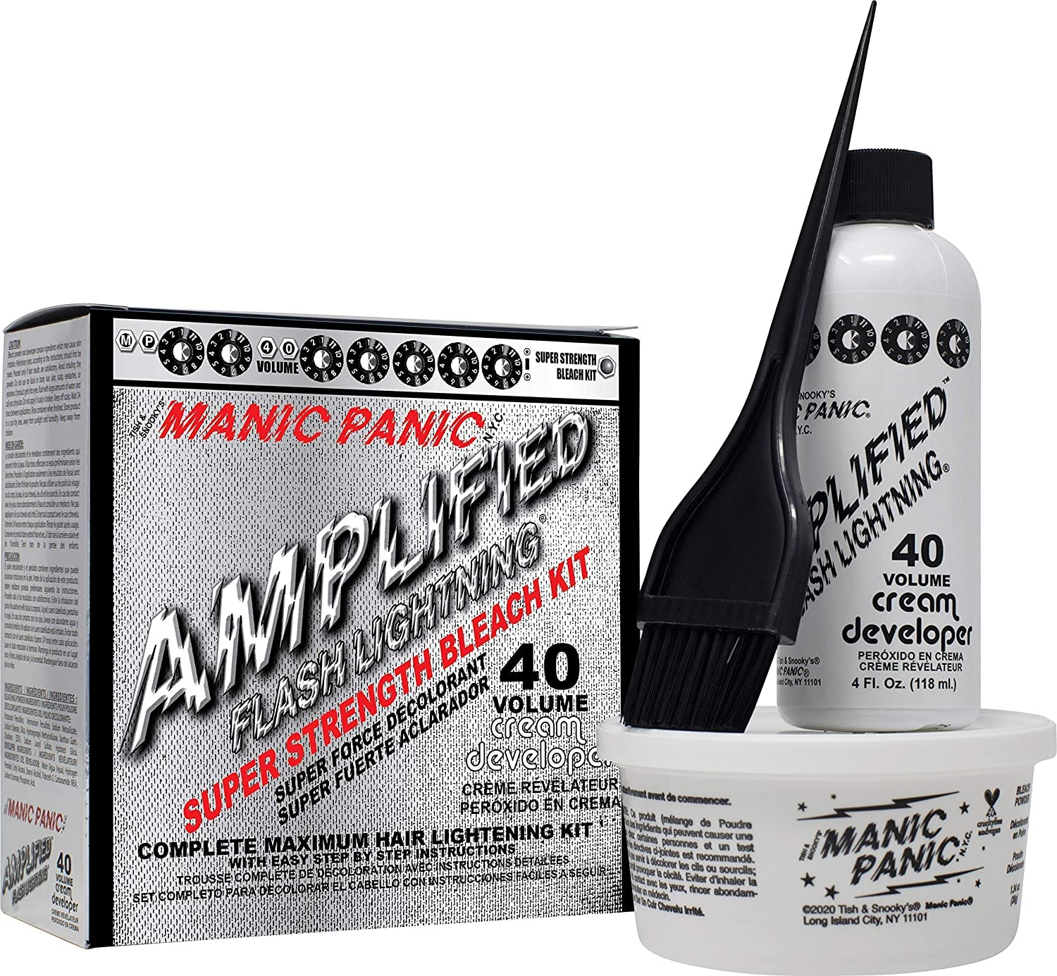 MANIC PANIC Flash Lightning, bote de mezcla, fácil para aclarar el cabello en casa.