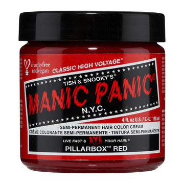 MANIC PANIC Pillarbox Red, bote, color rojo intenso y duradero para el cabello