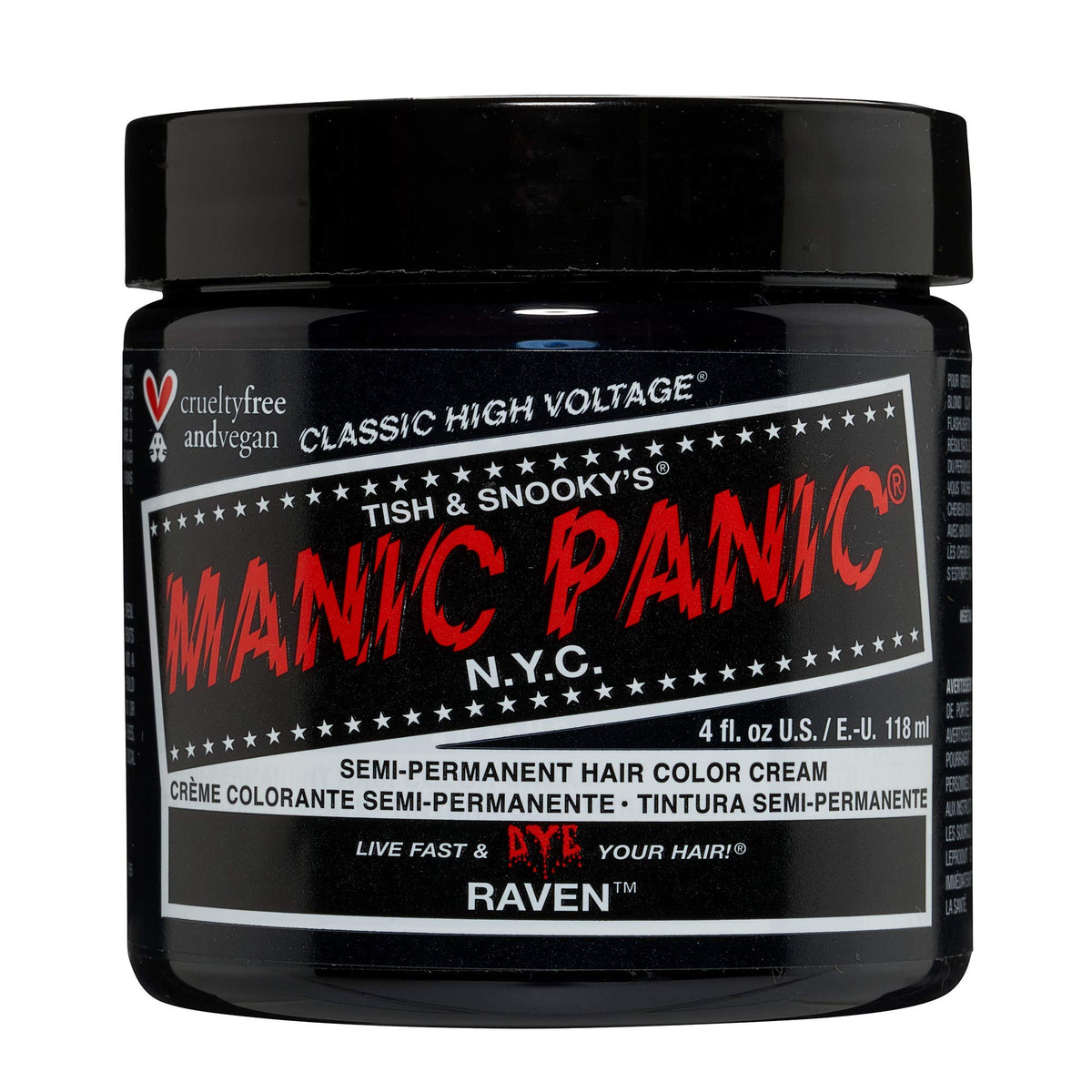 MANIC PANIC Raven - botella de color negro intenso para transformaciones capilares en casa.