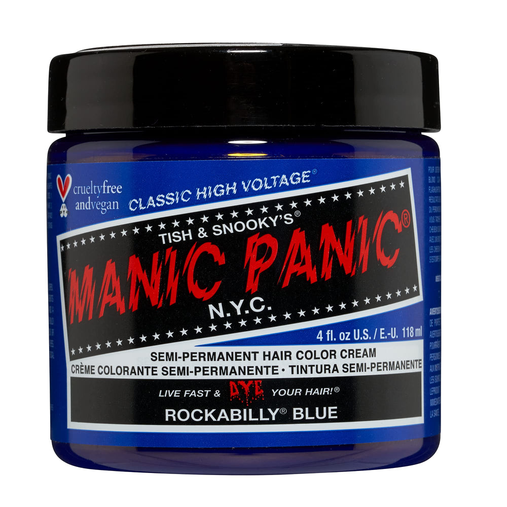 MANIC PANIC Rockabilly Blue en tubo para coloración semipermanente vibrante.