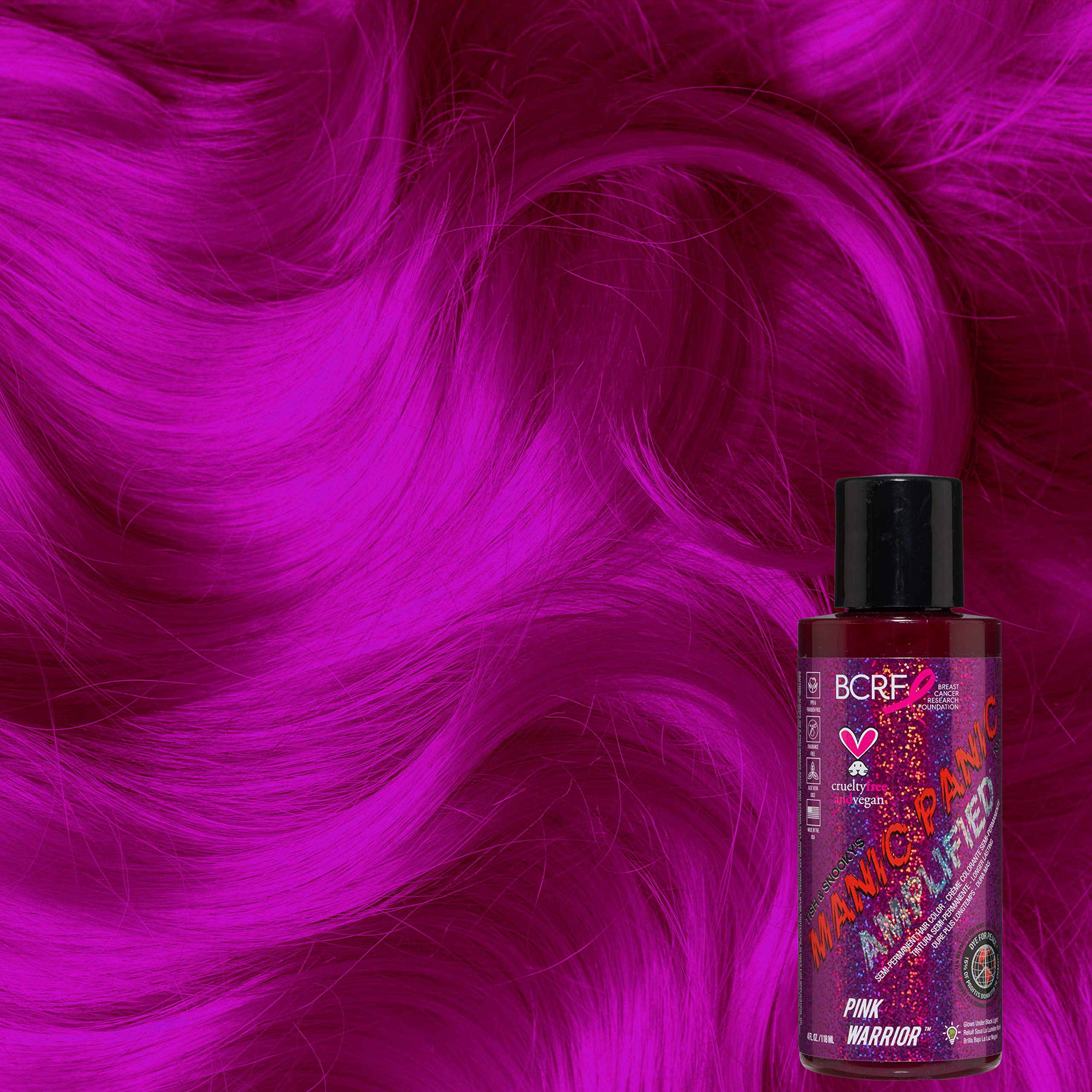 MANIC PANIC Pink Warrior Amplified: tono neón rosa que brilla bajo luz negra