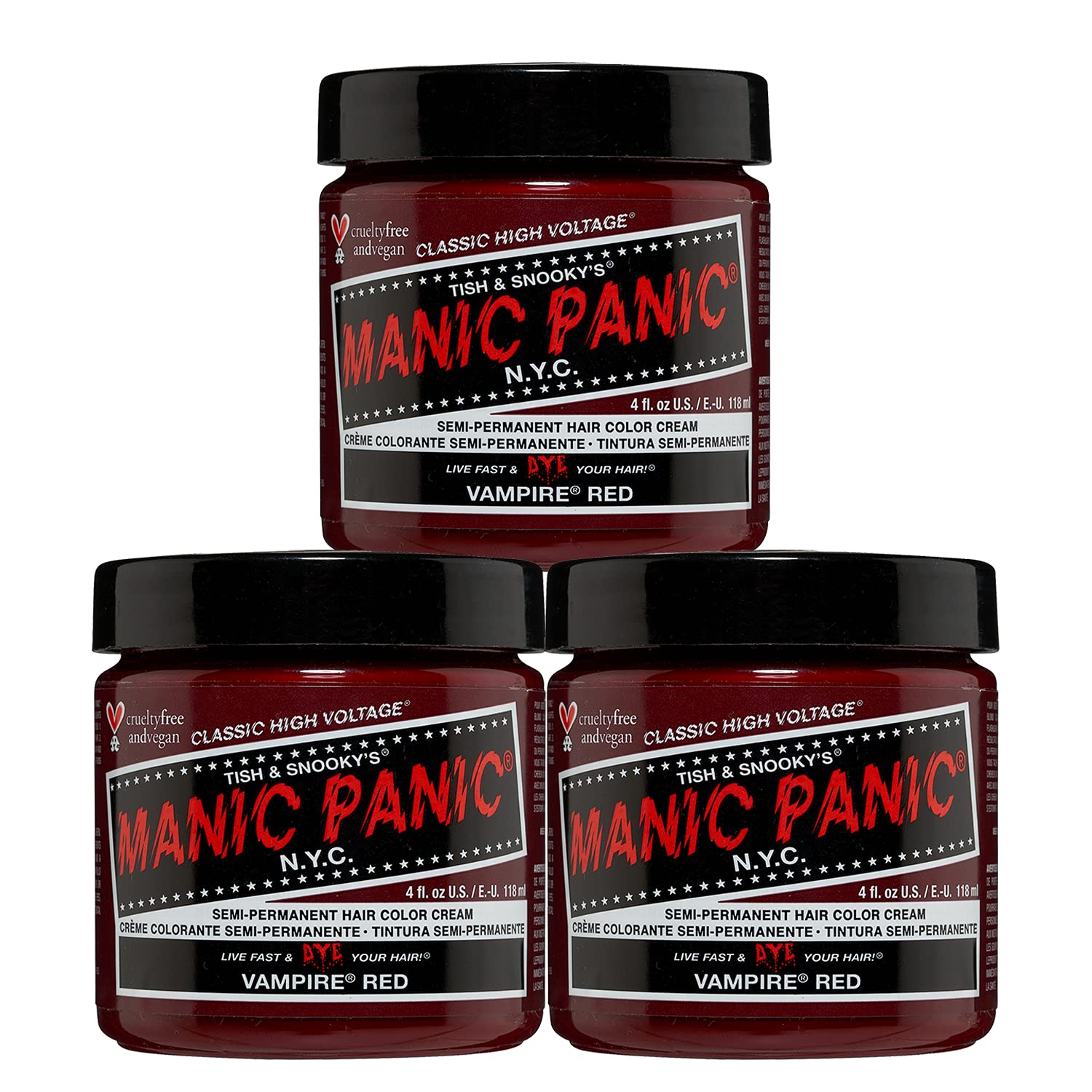 MANIC PANIC Vampire Red en tarro reutilizable con color intenso y duradero