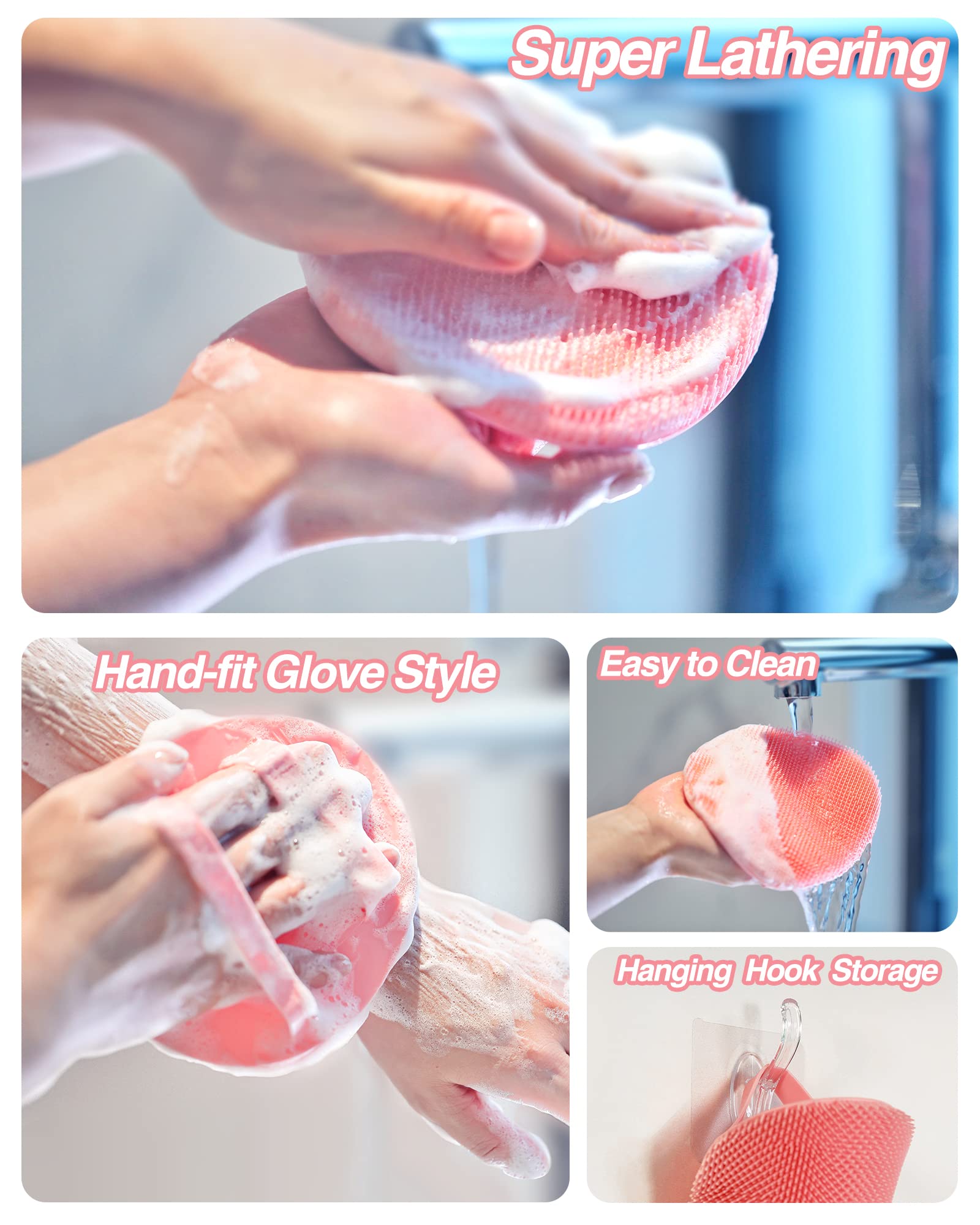 Manmihealth escobilla baño limpieza profunda rosado permite acceder a espalda.