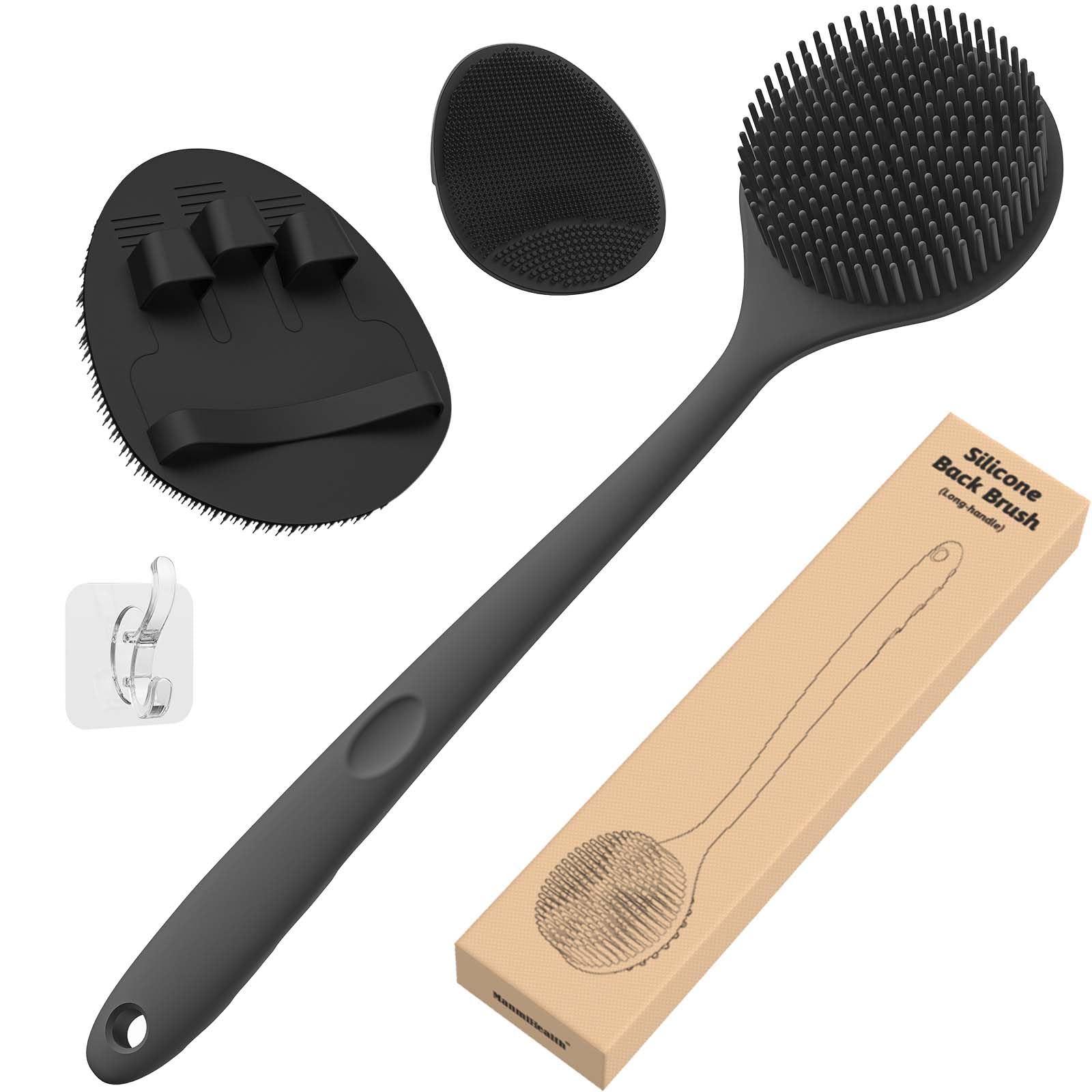 Cepillo de espalda Manmihealth con mango de 15 pulgadas para alcance cómodo y exfoliación efectiva
