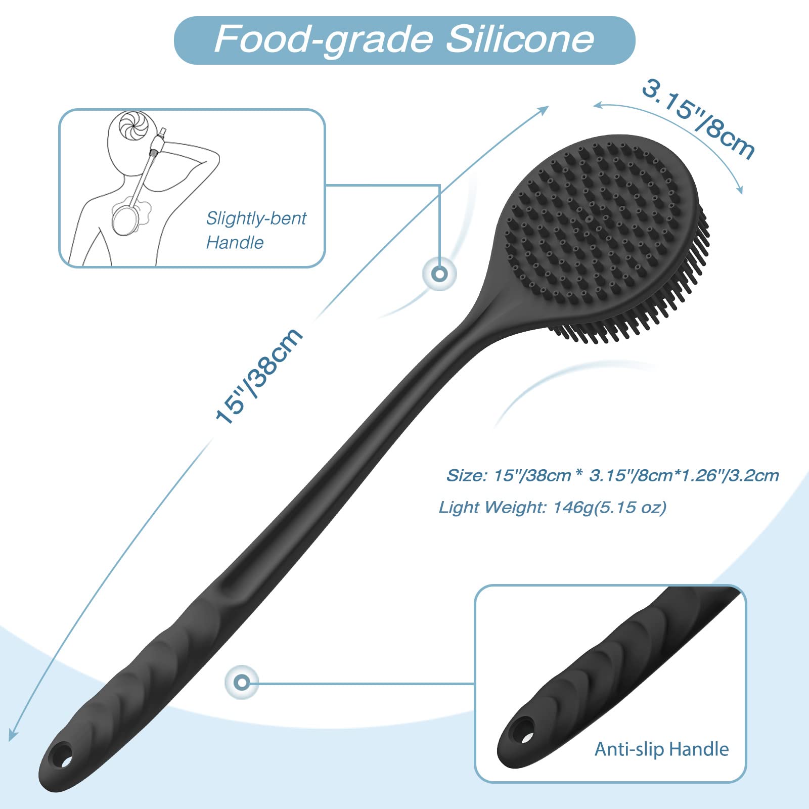 Guante de ducha de silicona suave Manmihealth para exfoliar y generar espuma abundante