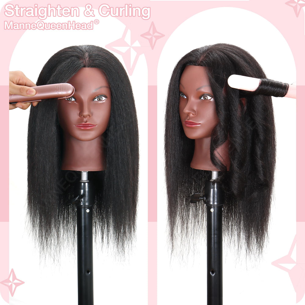 MannequeenHead vista lateral de la cabeza maniquí con cabello trenzado para técnicas.