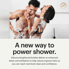 MANSCAPED Body Buffer con diseño ergonómico para mayor control durante el baño.