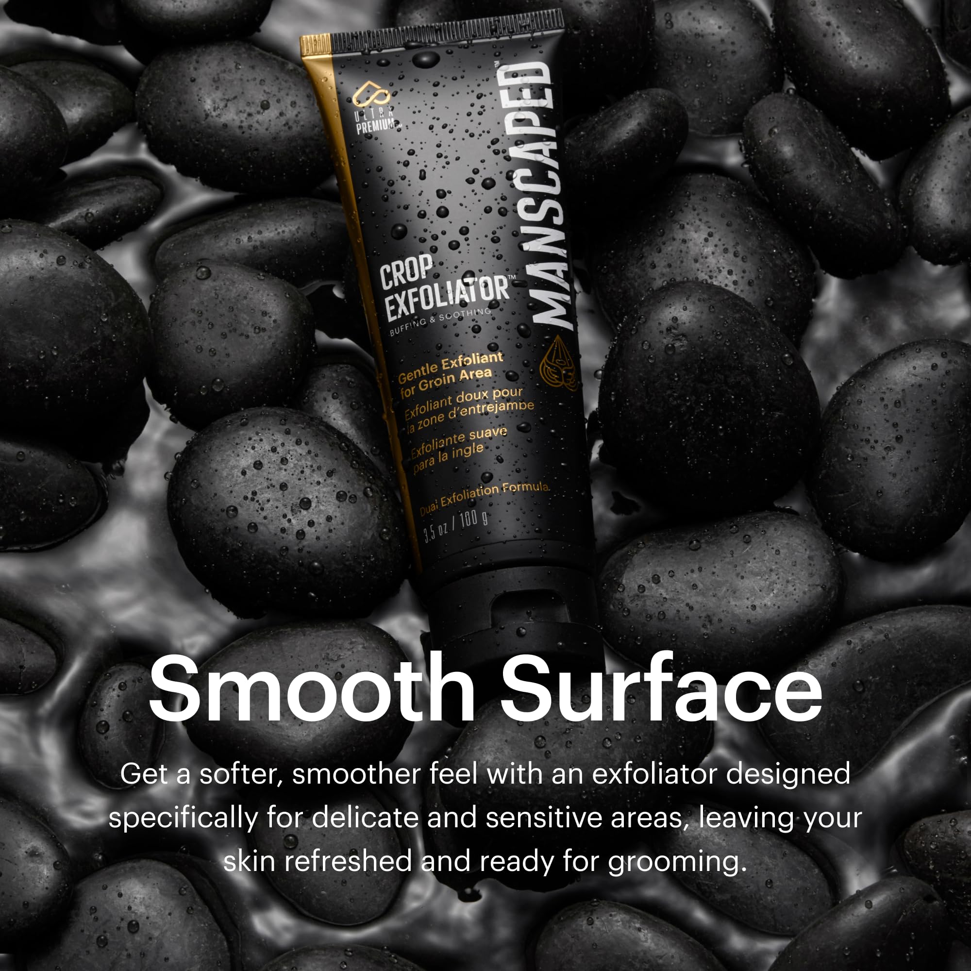 MANSCAPED Crop Exfoliator: diseño ergonómico para un ritual de cuidado diario.