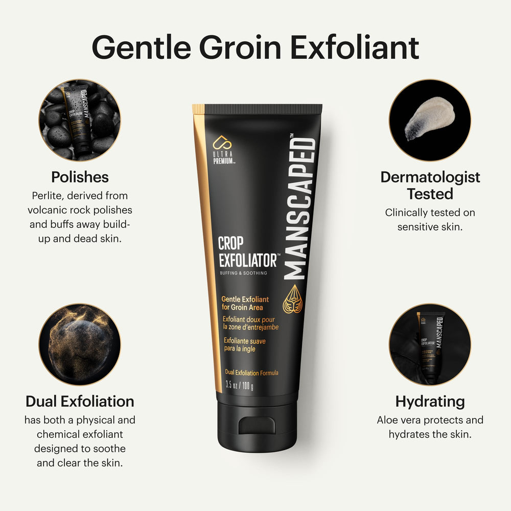 MANSCAPED Crop Exfoliator: textura cremosa para exfoliación suave en la piel.