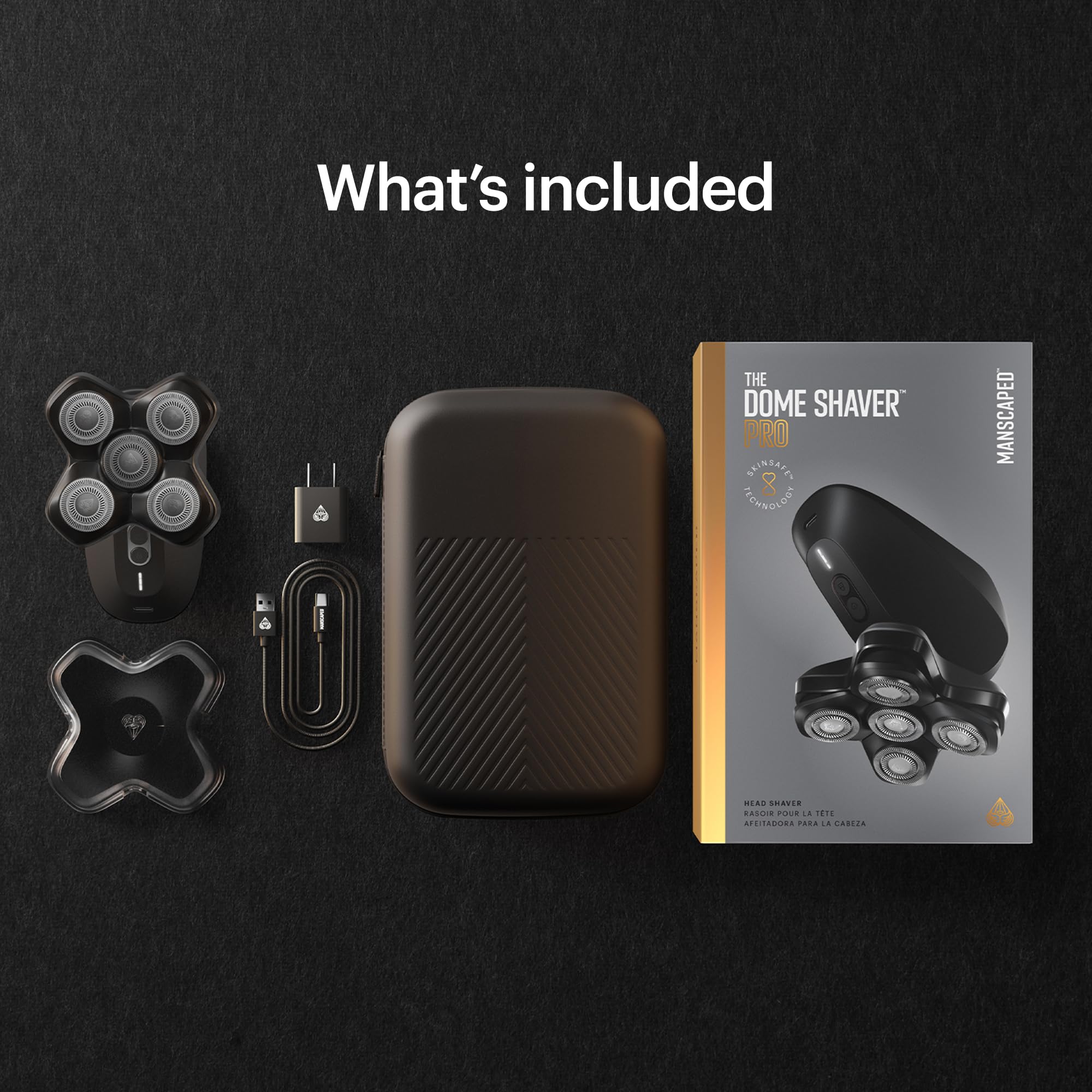 MANSCAPED Dome Pro carga USB-C e inalámbrica para conveniencia.