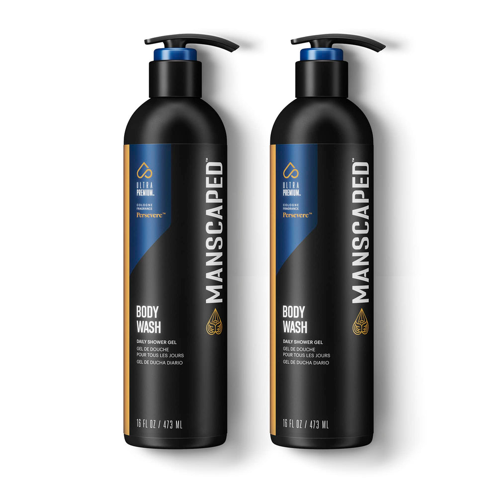 MANSCAPED Persevere: botella de lavado corporal con fórmula hidratante para piel suave.