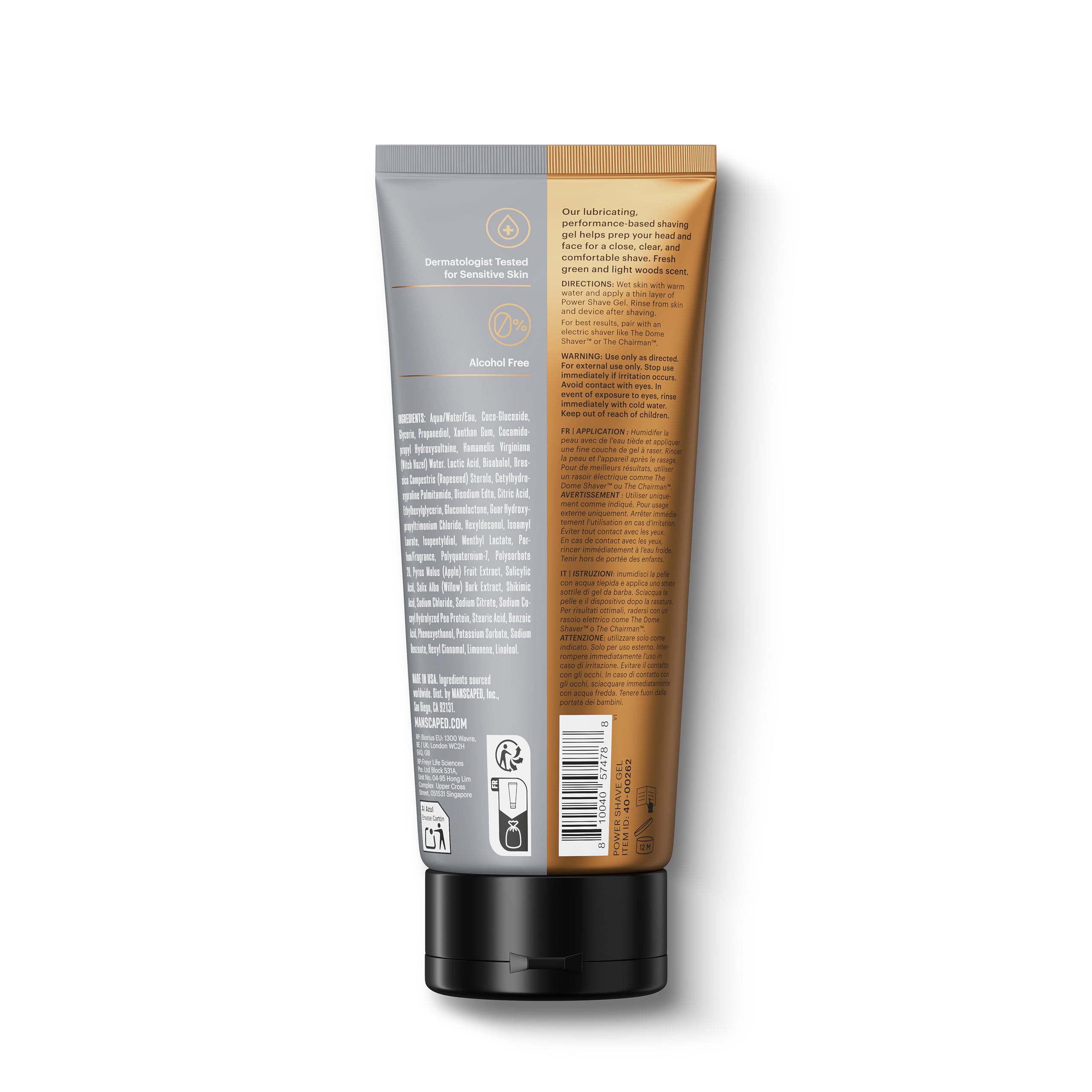 MANSCAPED Power Shave Gel: bote de 6 onzas para uso cotidiano