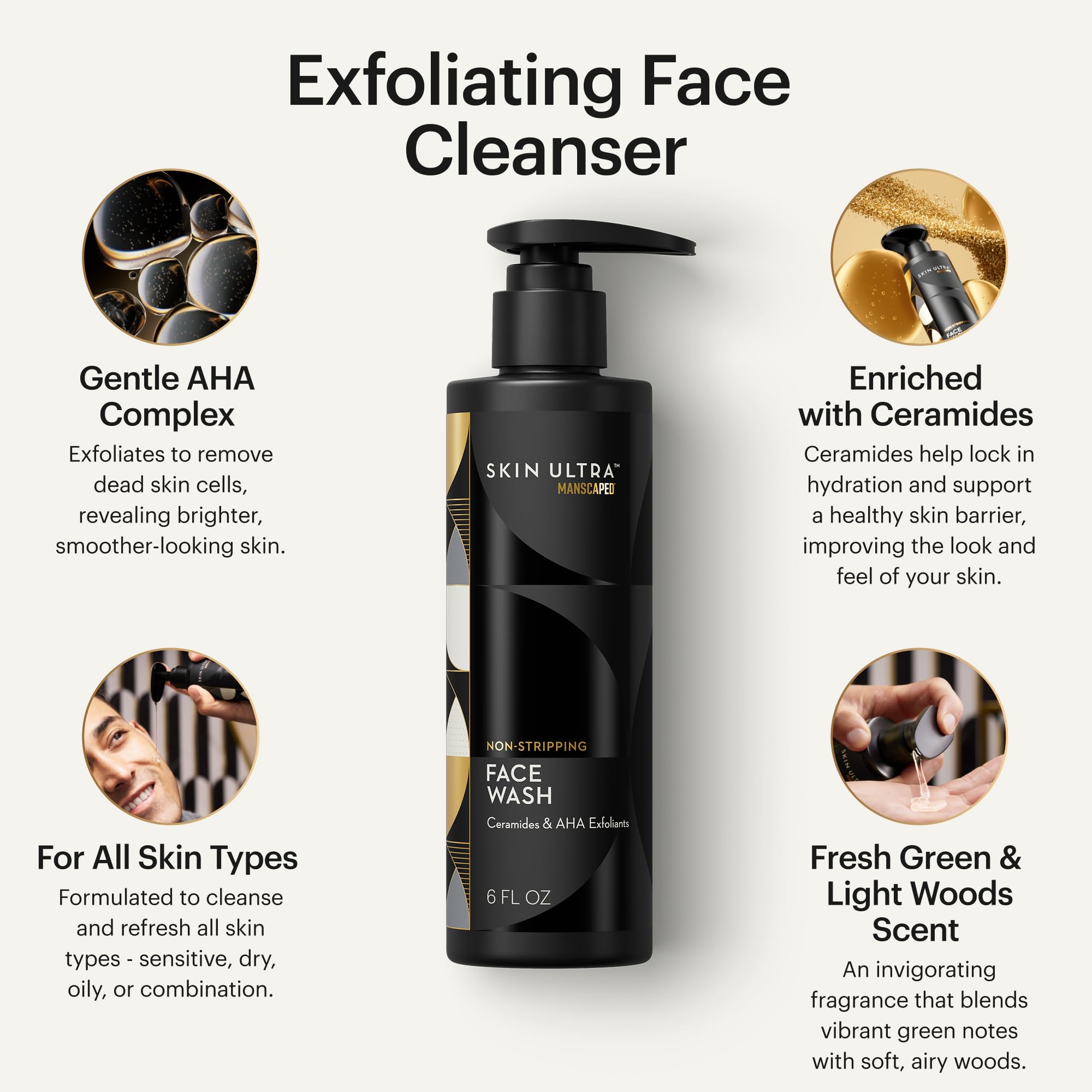 MANSCAPED Skin Ultra exfoliante facial: elimina células muertas para tono uniforme.