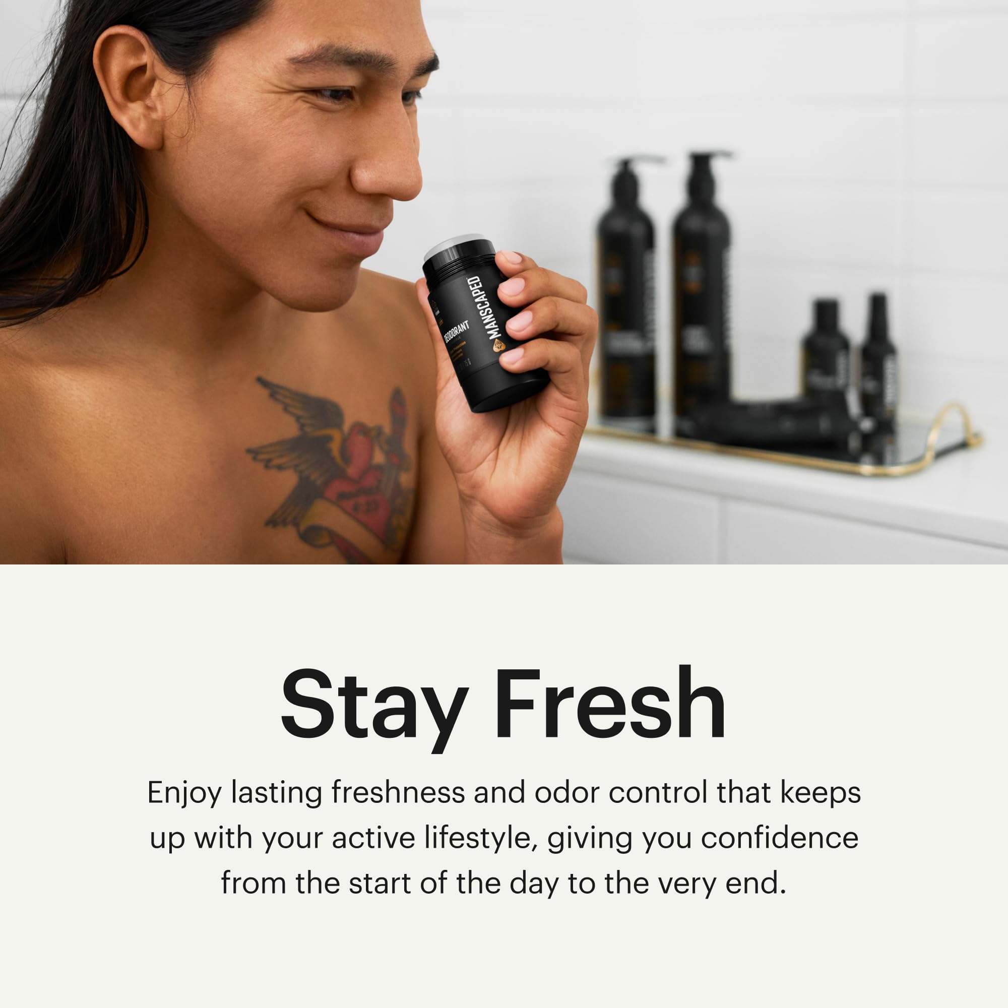 MANSCAPED UltraPremium Desodorante ofrece un olor duradero sin ser invasivo.