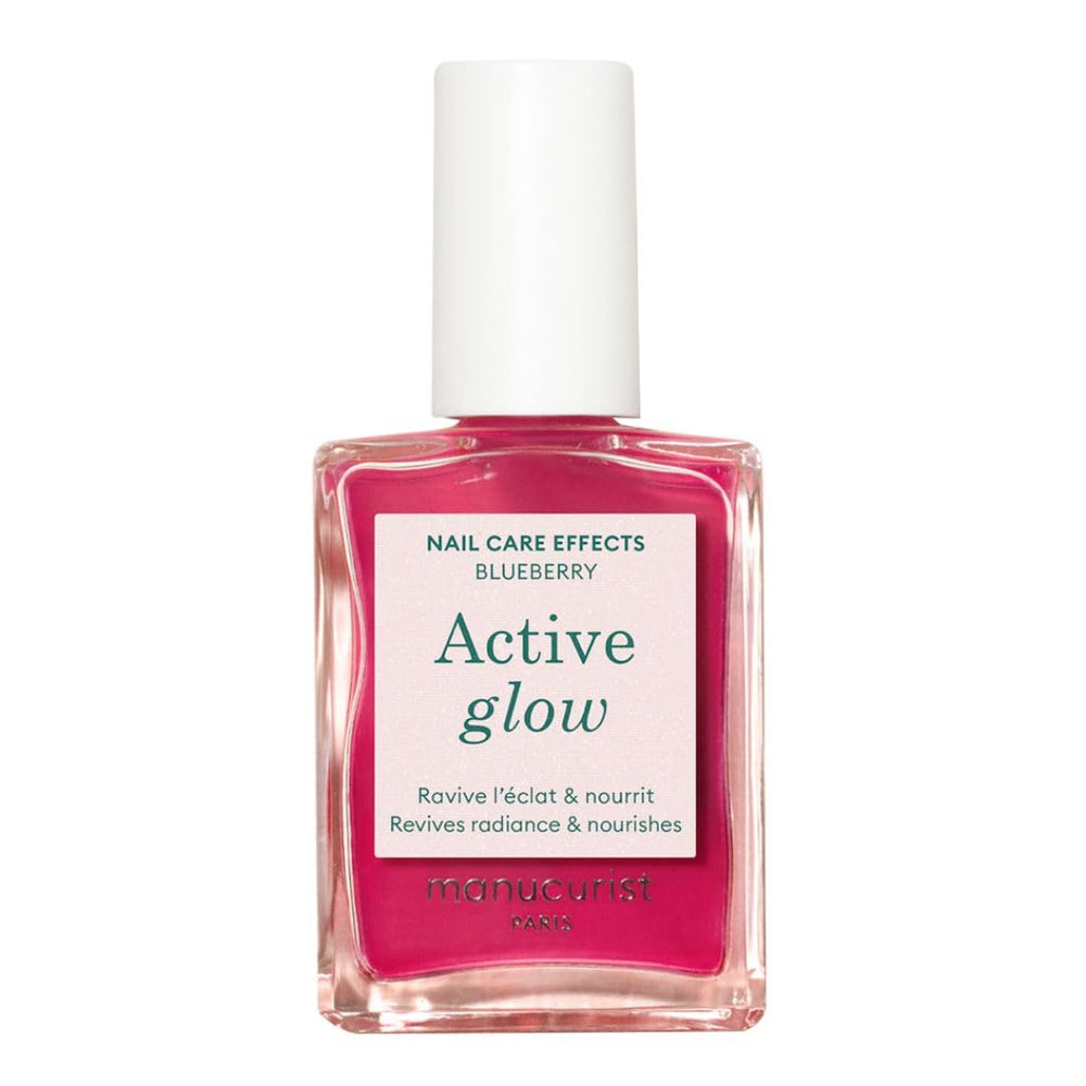 Manucurist Active Glow Blueberry – éclat miroir rose sur les ongles sans lampe.