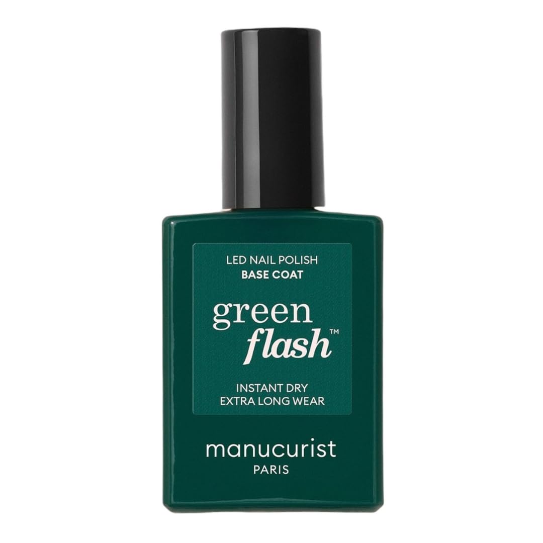 Manucurist Green Flash Base Coat: botella que representa la base vegana para uñas con acabado suave