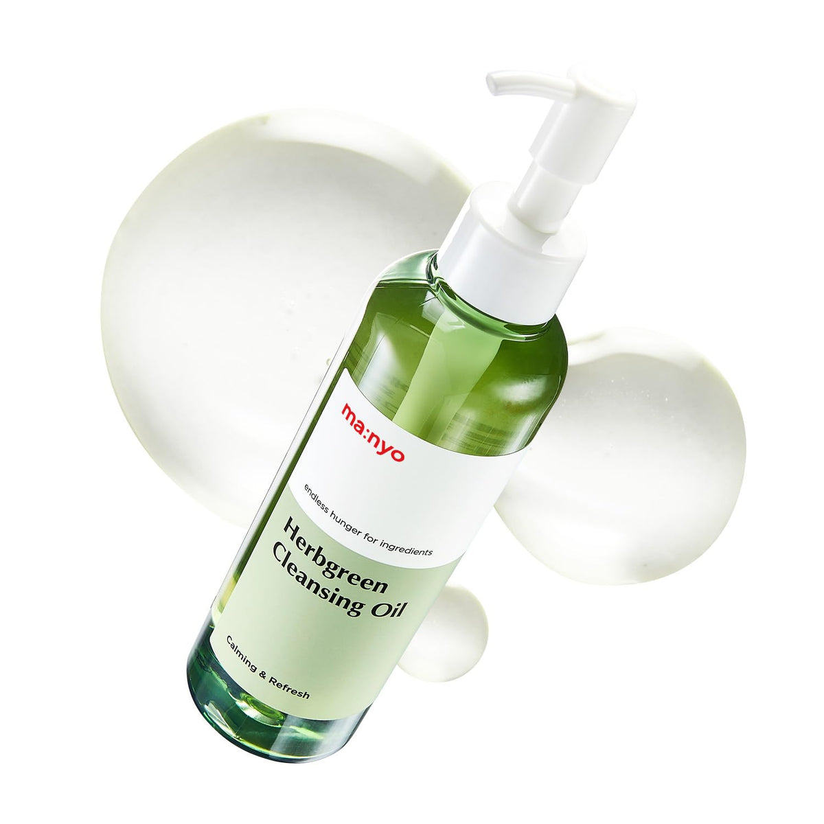 Manyo aceite limpiador herbáceo en bote, limpieza suave con aceites vegetales.