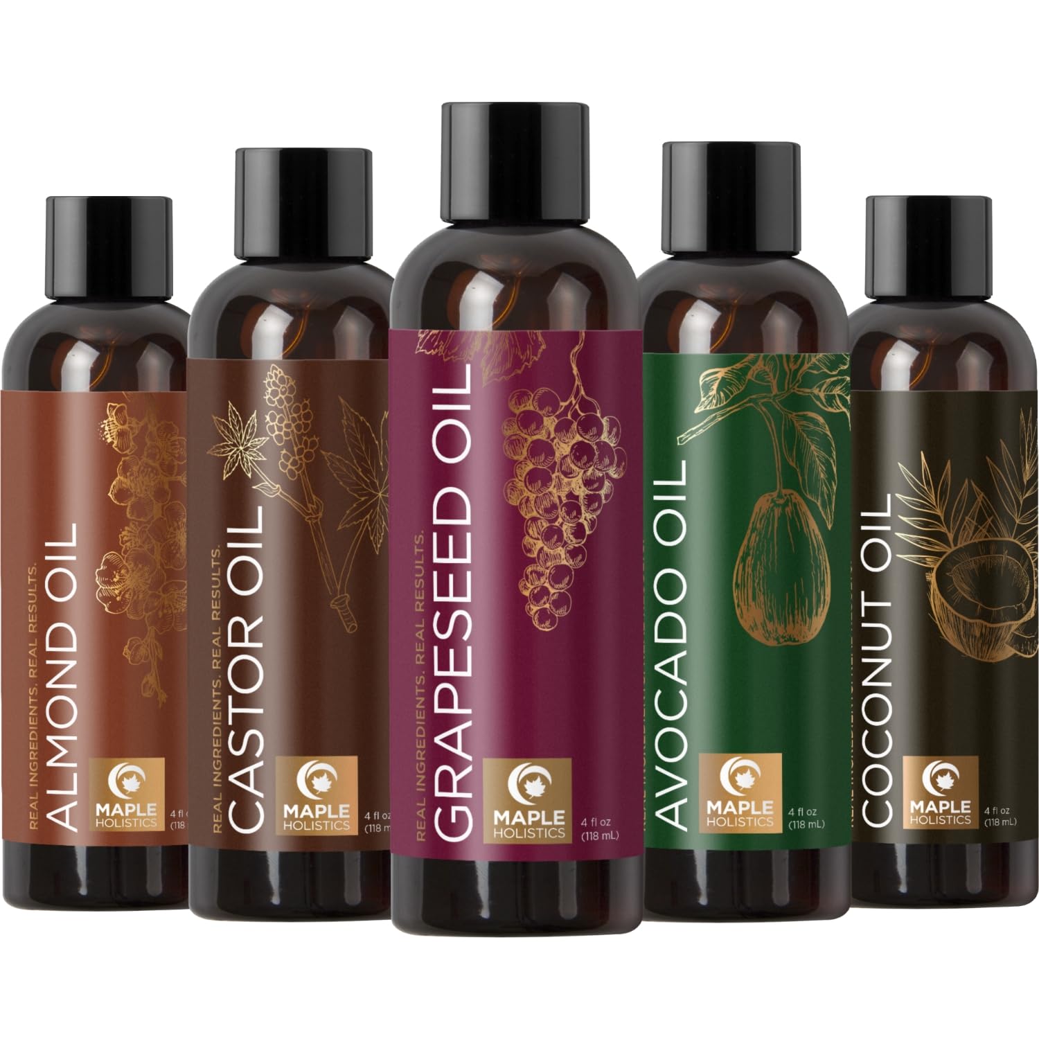 Maple Holistics aceite de almendra dulce para piel suave y cabello nutrido.