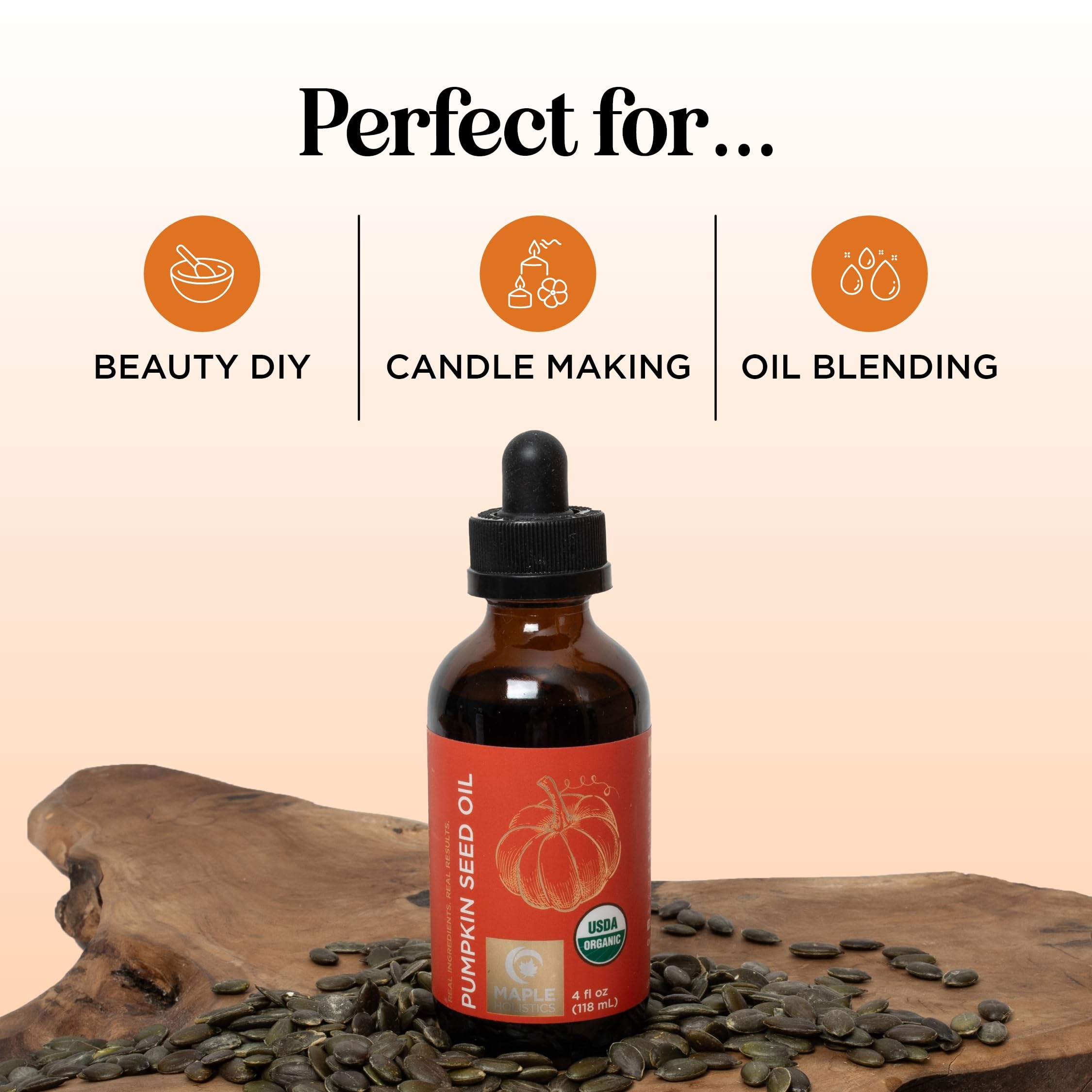 Maple Holistics Aceite de Calabaza, cuidado capilar, cuero cabelludo equilibrado y brillo suave.