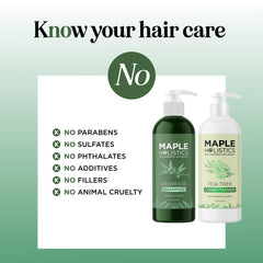Acondicionador Maple Holistics con árbol de té para brillo natural sin pesadez.