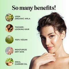 Aceite Amla de Maple Holistics realza brillo natural del cabello tras uso.