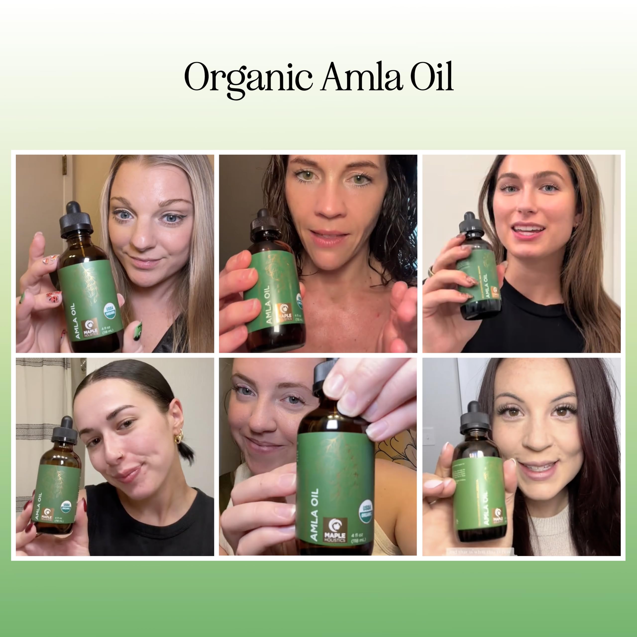 Aplicación del aceite Amla de Maple Holistics en cuero cabelludo para nutrición.