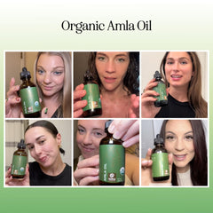 Aplicación del aceite Amla de Maple Holistics en cuero cabelludo para nutrición.