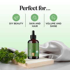 Aceite Amla de Maple Holistics mostrando incremento de volumen en el cabello.