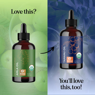 Mezcla de aceites esenciales con Amla de Maple Holistics para cuidado DIY.