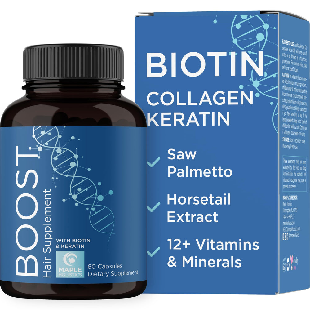 Maple Holistics biotina 10000 mcg en botella para fortalecimiento capilar