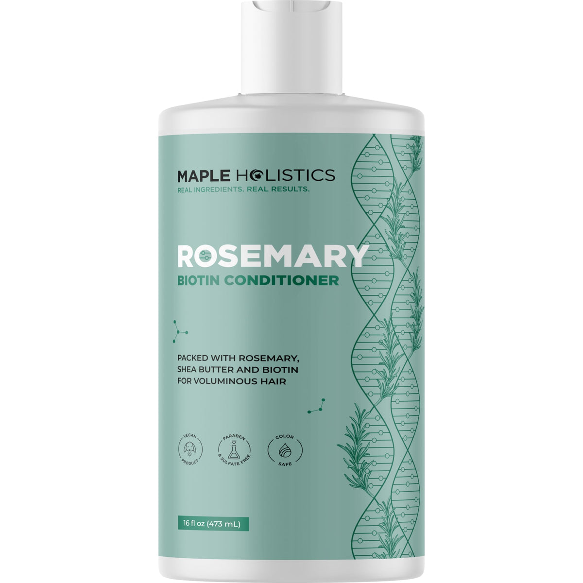Maple Holistics Acondicionador de biotina y romero, botella frontal, volumen suave para cabello fino
