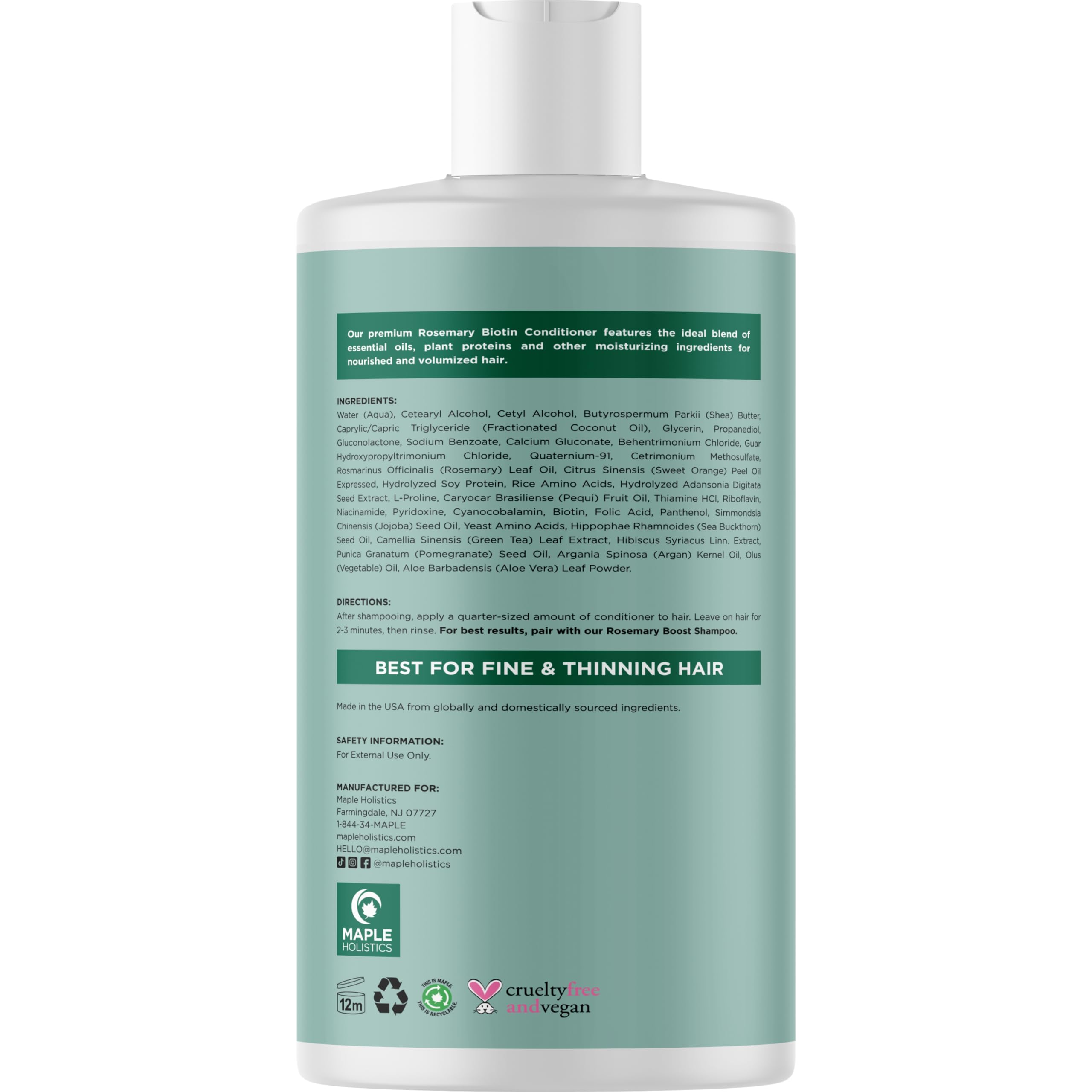 Maple Holistics Acondicionador biotina romero, ingredientes clave, hidratación profunda para cabello seco