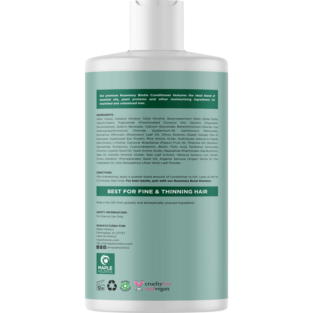 Maple Holistics Acondicionador biotina romero, ingredientes clave, hidratación profunda para cabello seco