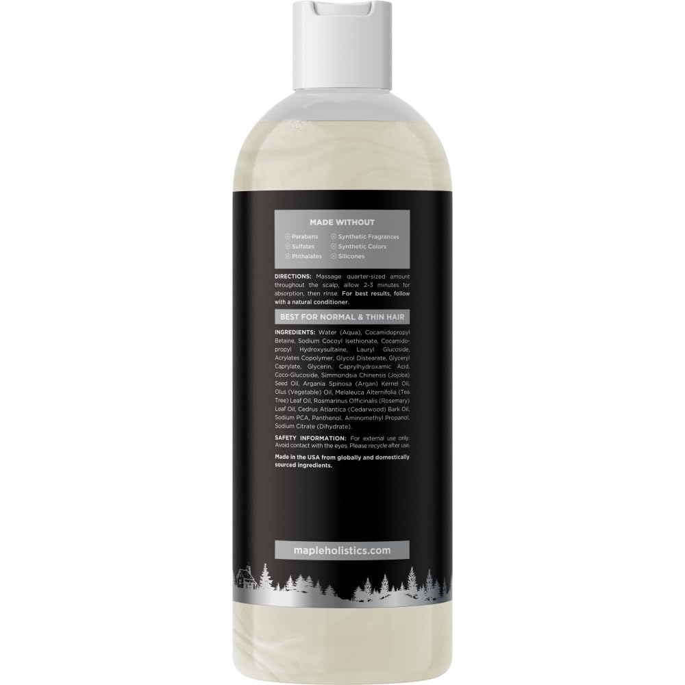 Maple Holistics Champú aplicación suave, uso diario para cabello limpio.