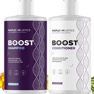 Botella de champu Maple Holistics con biotina para cabello fino aporta volumen
