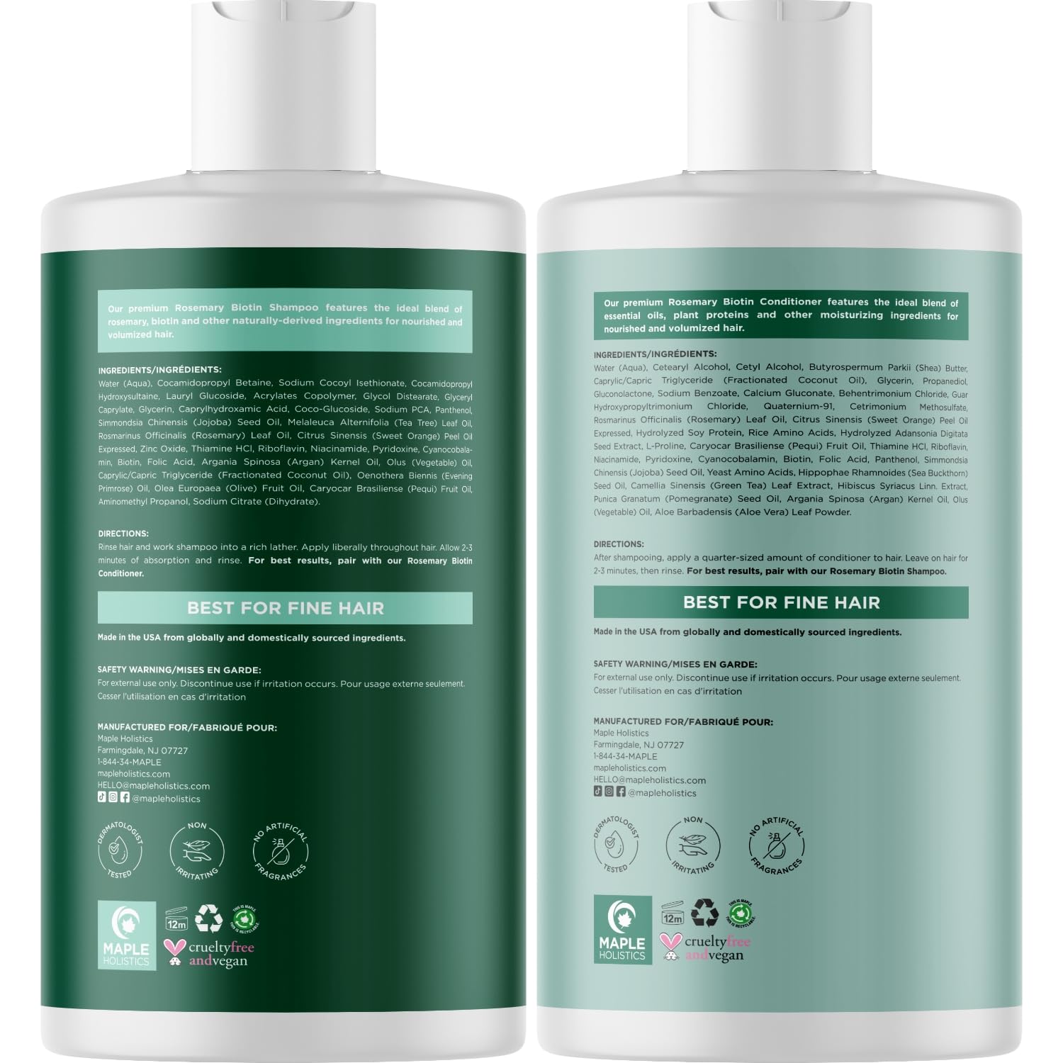Maple Holistics acondicionador biotina romero envase 16oz brillo suave