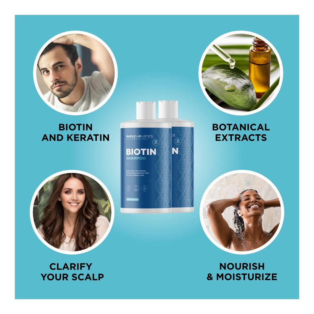 Maple Holistics Champú con aceite de argán y árbol de té para nutrición capilar.