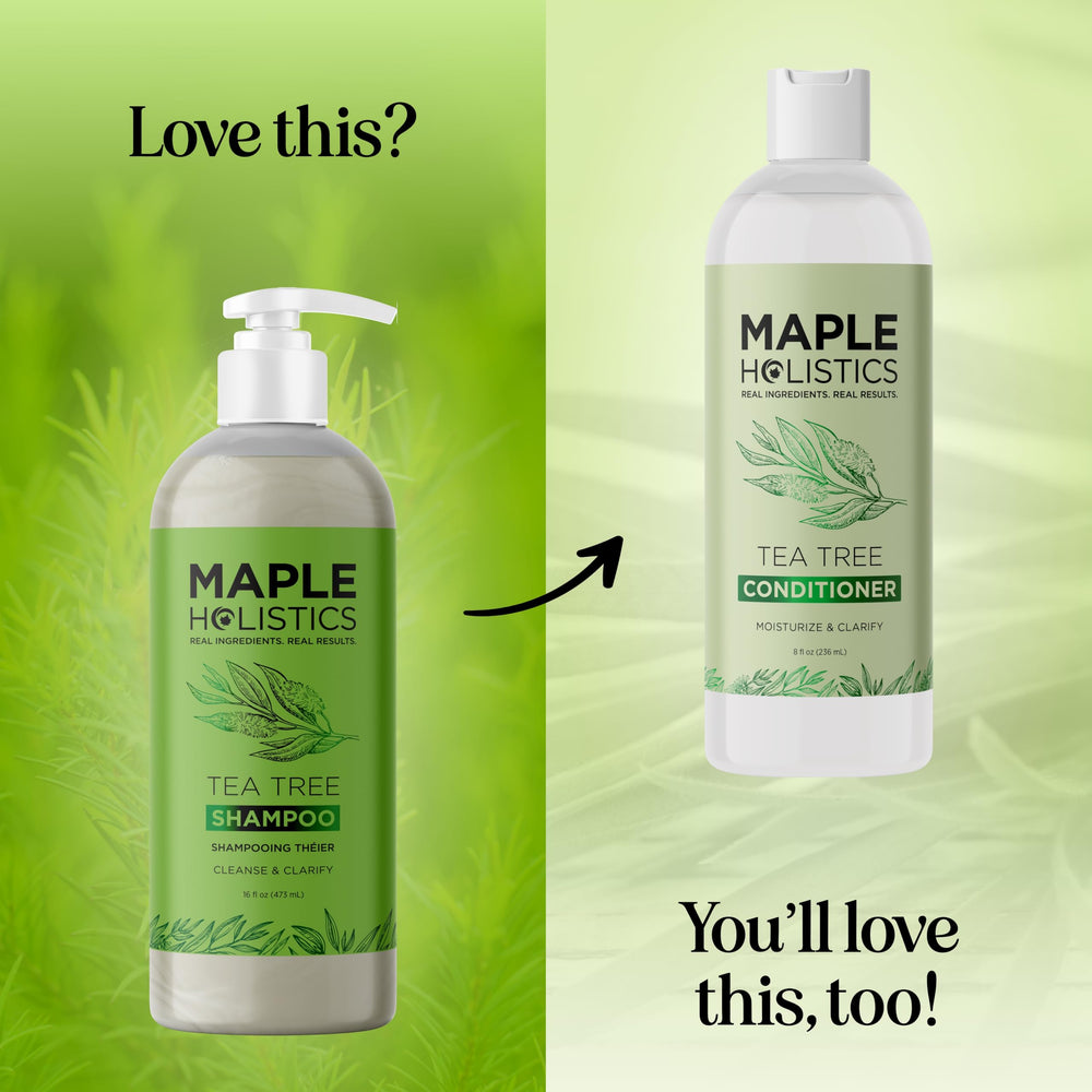 Maple Holistics Champú para cabello graso, botella elegante, limpieza profunda y frescura.