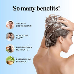 Maple Holistics Champú romero y biotina, etiqueta vegan, cuidado suave sin sulfatos.