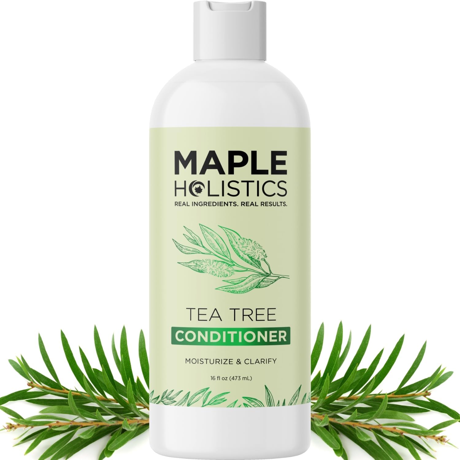 Maple Holistics acondicionador arbol de te, botella visible, hidratación suave para cabello seco